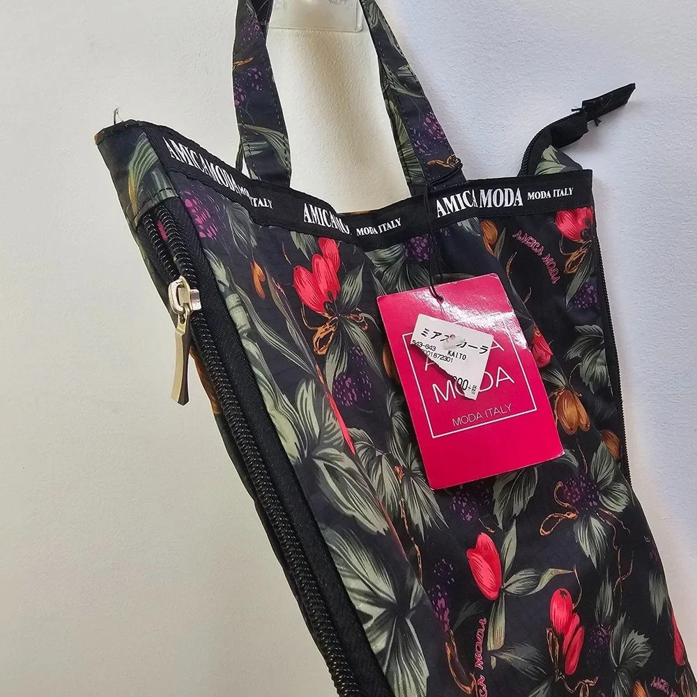 Italian Boho Prep Tote Bag Black‎ Dark Academia Garden School AMICA MODA Flawed